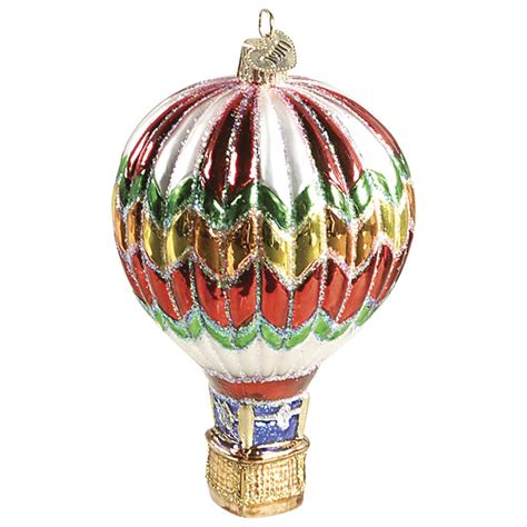 Old World Christmas White Striped Hot Air Balloon No Box By Old World Christmas Newer