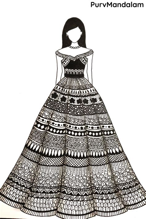 Zentangle/ Mandala art dress | Boho art drawings, Mandala drawing ...