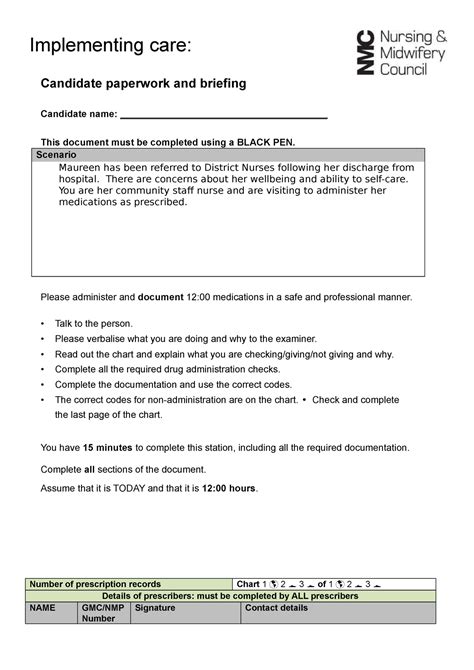 Community Implementation Chart New OSCE Implementing Care Candidate