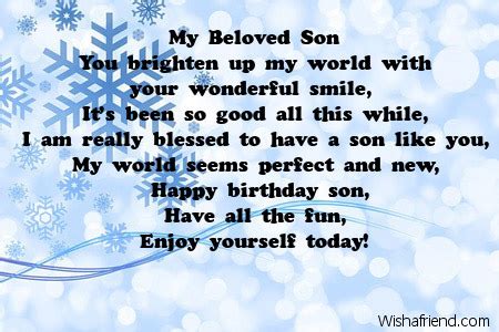 My Beloved Son Son Birthday Poem