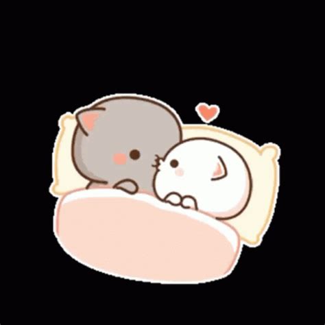 Good Night Couple Cartoon Love Is Mochi Mochi Peach Cat Peach And Goma