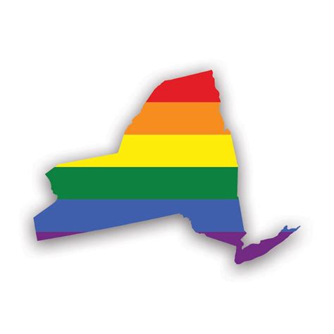 New York State Shaped Gay Pride Rainbow Flag Sticker Decal Self