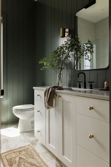 Forest Green Guest Bathroom By CKF And Oakstone Homes Dark Green