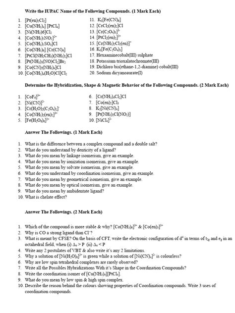 Coordination Compounds | PDF