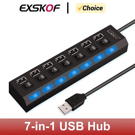 Adaptador Multipuertos 7 En 1 Extensor De Corriente USB 2 0 Accesorios