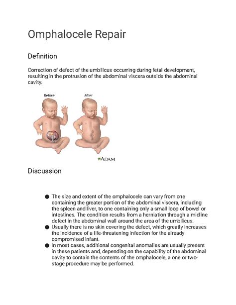 Omphalocele Repair Medical Surgical Nursing Ii Instructor Lecture