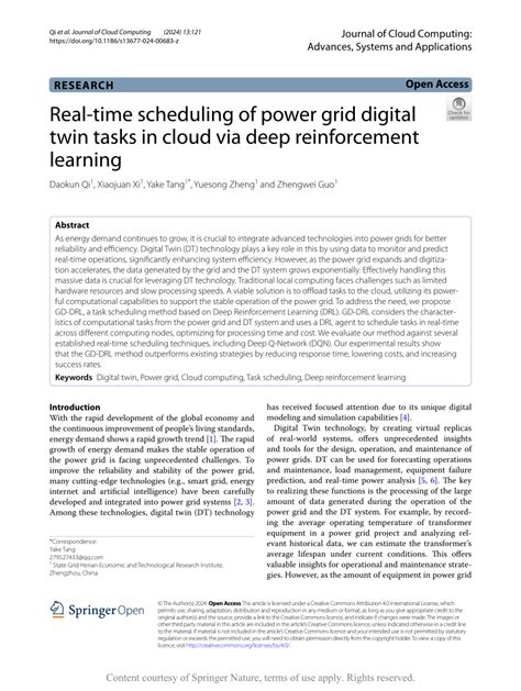 PDF Real Time Scheduling Of Power Grid Digital Twin Tasks In Cloud