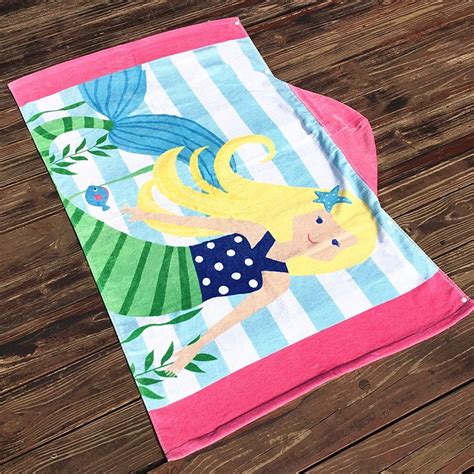 Mermaid Beach Towel With Name Childs Pool Towel With Etsy