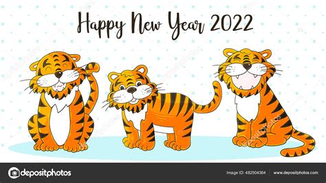 Symbol 2022 New Year Vector Greeting Card Hand Draw Style Stock Vector Image By ©bubushonok