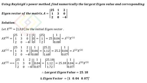 Using Rayleigh S Power Method Find Numerically The Largest Eigen Value