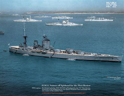 Hms Nelson Off Spithead For The Fleet Review In 1937 With Two Queen