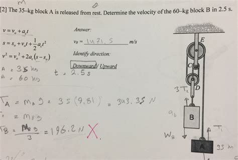 Solved The 35 Kg Block A Is Released From Rest Determine Chegg