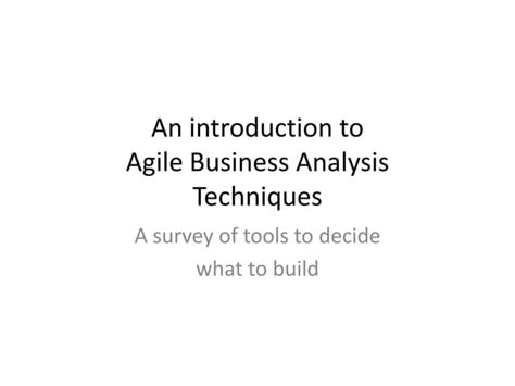 An Introduction To Agile Business Analysis Ppt