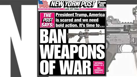 New York Post front page editorial urges President Trump to ‘ban weapons of war’ | Fox News