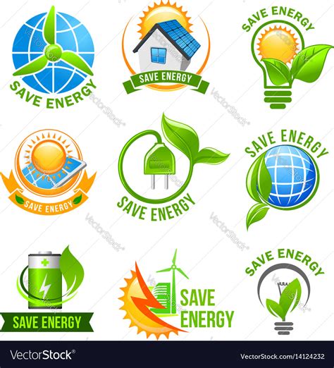 Eco Green Energy Icon Set For Ecology Design Vector Image