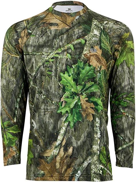 Mossy Oak Mens Camo Performance Long Sleeve Tech Hunting Shirt Large Hunting Shirts Hunting