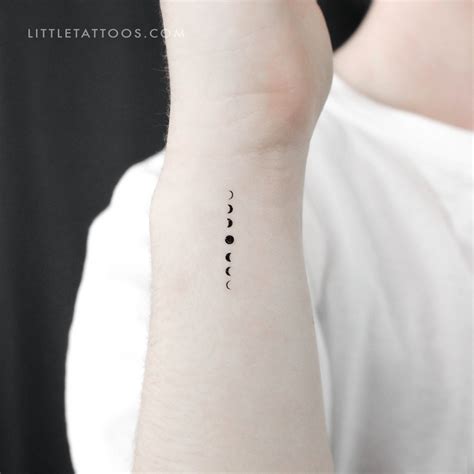 Small Vertical Moon Phases Temporary Tattoo Set Of 3 Little Tattoos