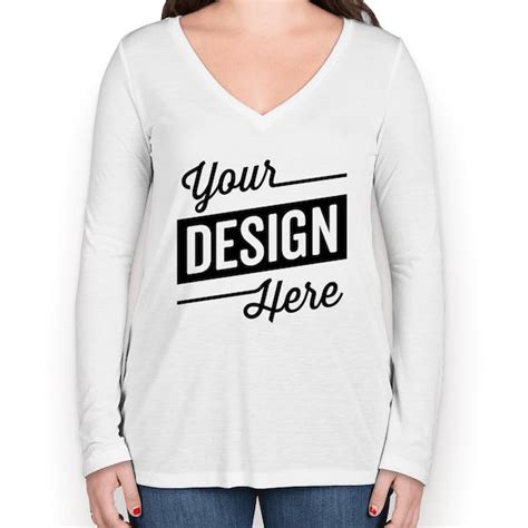 Custom Bella Canvas Womens Flowy Long Sleeve V Neck T Shirt Design