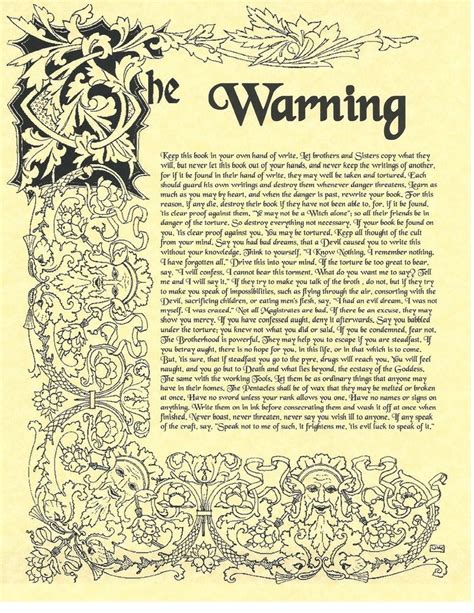 Book Of Shadows Spell Pages Warning About Wicca Wicca Witchcraft