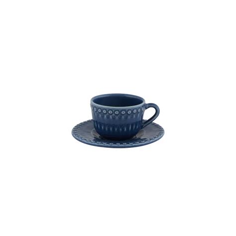 Bordallo Pinheiro Fantasy Blue Tea Cup Saucer Gracious Style