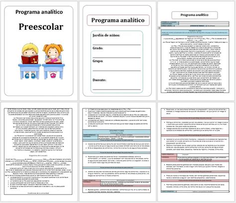 Programa Analítico Preescolar Materiales Educativos