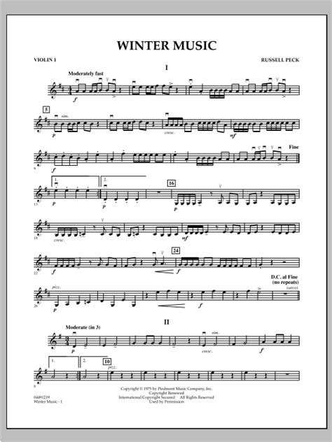 Winter Music Violin 1 Sheet Music Russell Peck Orchestra