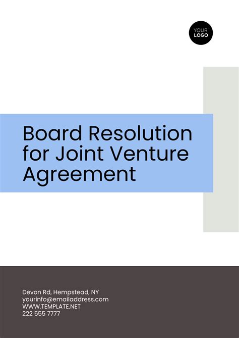 Free Board Resolution For Joint Venture Agreement Template Edit