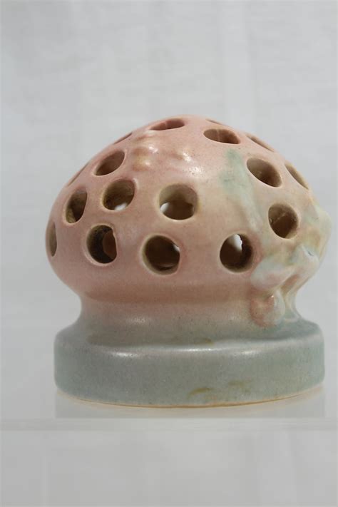 Roseville Pottery Flower Frog Ixia Frog In Pink With Blue Etsy