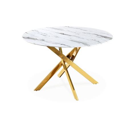 Table Ronde En Verre Effet Marbre Et Pied Dor Holy Table But