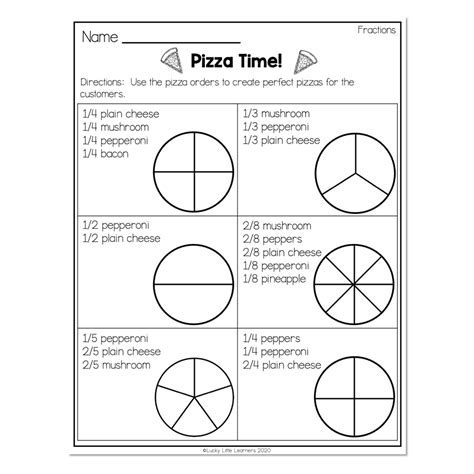 Pizza Fractions Worksheet