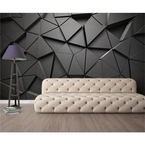 Custom Modern Geometric Black gray triangle 3d wallpaper mural,living ...