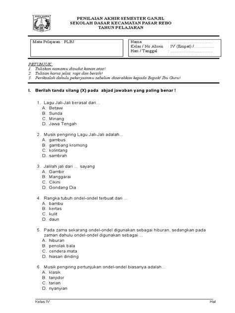 Soal Plbj Semester 1 Pdf