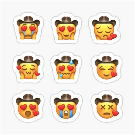 Cowboy Emoji Pack Sticker By Emthelrackem Redbubble