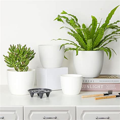 T U Inch Self Watering Planters Plastic Plant Pot Modern Decorative