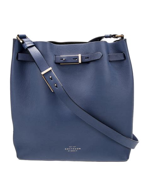 Smythson Leather Shoulder Bag Blue Shoulder Bags Handbags Syn26309