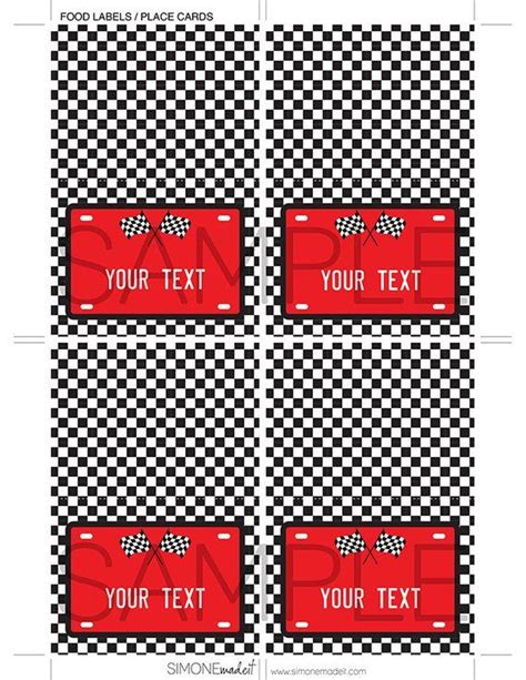 Race Car Food Labels Template Printable Birthday Party Etsy Car Themed Parties Food Label