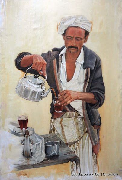 A Painting Of A Man Pouring Something Into A Pot