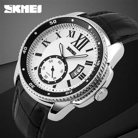 Skmei Brand Men S Quartz Watch Men Genuine Leather Fashion Casual