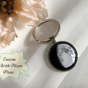 Customize Moon Phase Keychain Personal Lunar Phase Keyring Your Date