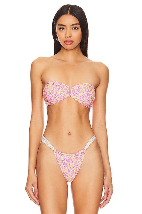 Kulani Kinis Bandeau Bikini Top In Champagne Blossom Revolve