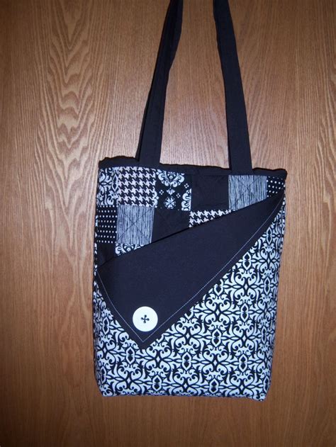 Handbag Fabric Handbag Handmade Handbag Black And White Handbag