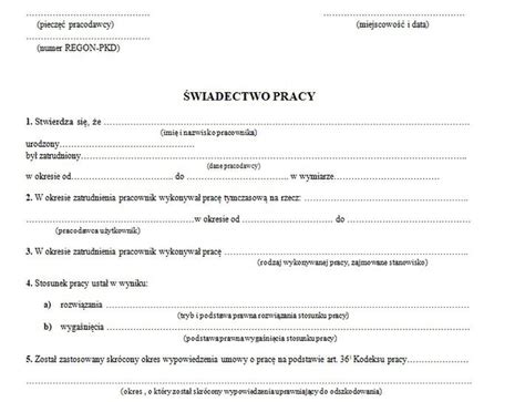 Wzór świadectwa Pracy Co Powinien Zawierać Dokument Wzór Do Pobrania