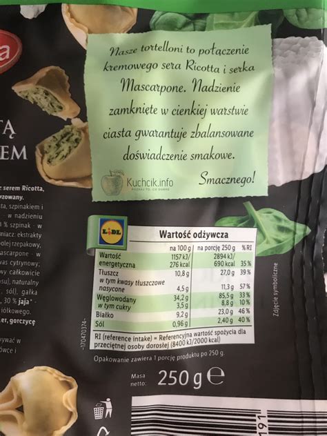 Lidl pierożki tortelloni z ricottą i szpinakiem Kuchcik info