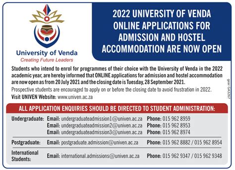 2022 University Of Venda Online Applications For Admission And Hostel