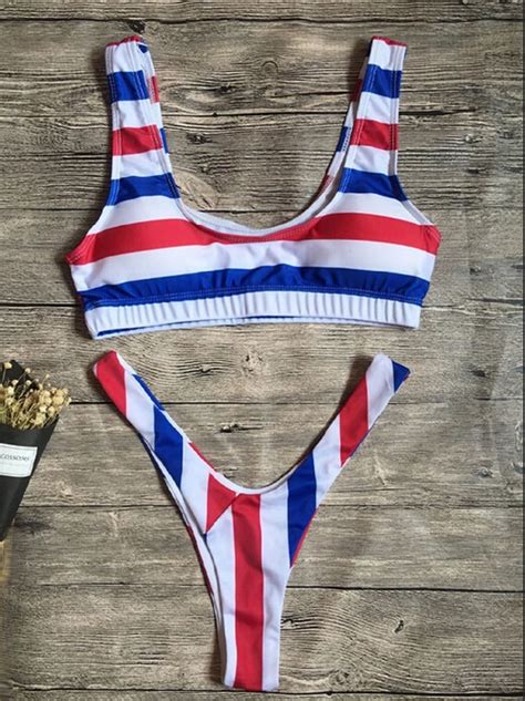 Hirigin 2018 New Bikinis Set Striped Women Swimwear Sexy Paded Low