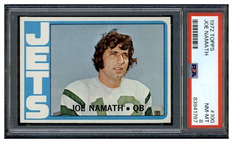 Joe Namath 1972 Topps 100 Base PSA 8 Price Guide Sports Card Investor