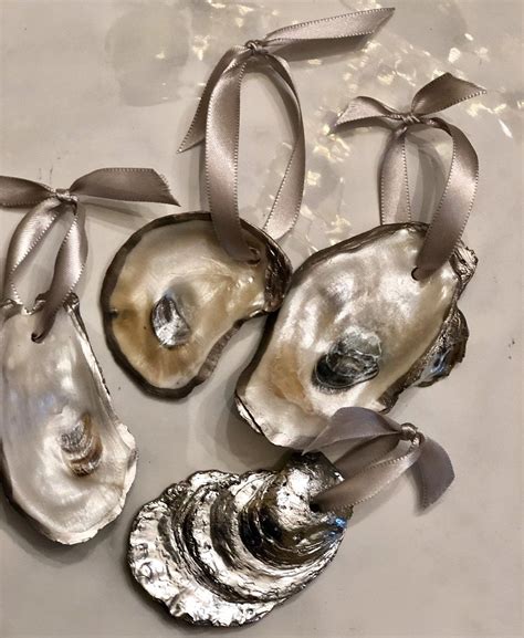 Oyster Shell Christmas Ornament Silver Leaf Oyster Etsy Oyster