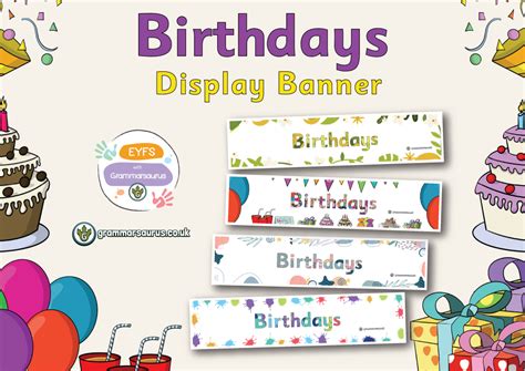 Eyfs Birthdays Display Banner Grammarsaurus