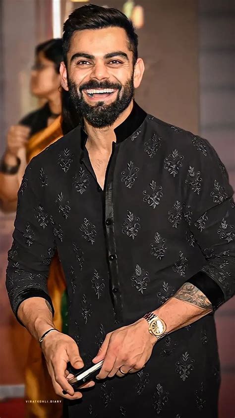 Virat Kohli Ka In Black Kurta Black Kurta Smile Watch King Kohli