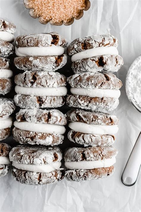 Gingerbread Crinkle Cookie Sandwiches With Vanilla Bean Frosting Foodtalk